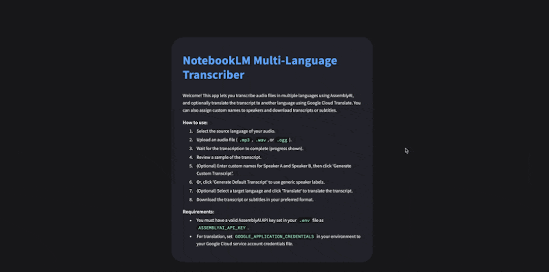 Audio Transcriber with Python, Streamlit, and AssemblyAI preview